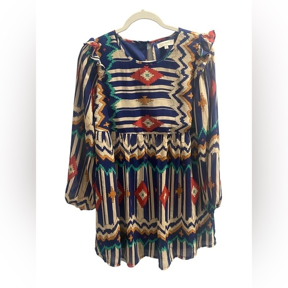 UMGEE Aztec Southwest Tribal Designed Ruffle Dress size Small - Picture 1 of 5